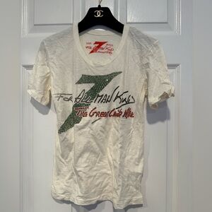 The Great China Wall 7 For All Mankind Swarovski Crystals T Shirt Rare Y2K Tee M